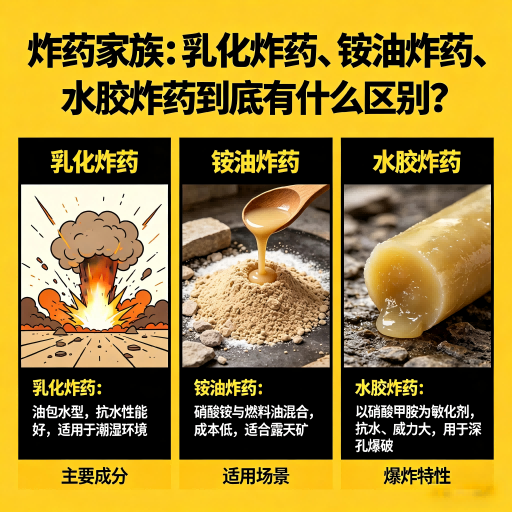 兴海炸药家族：乳化炸药、铵油炸药、水胶炸药到底有什么区别？